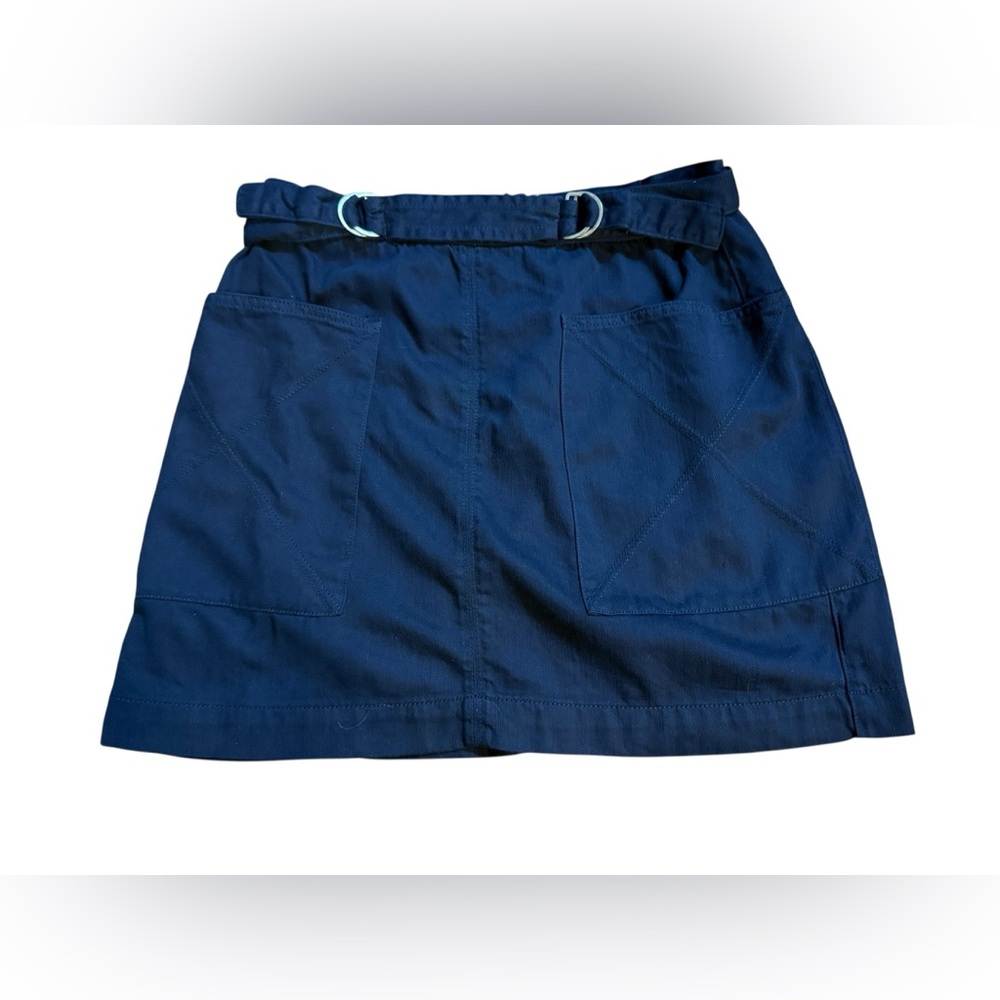 Pilcro & The Letterpress Anthropologie Navy Blue  Mina A-line‎ Belted Skirt 12P